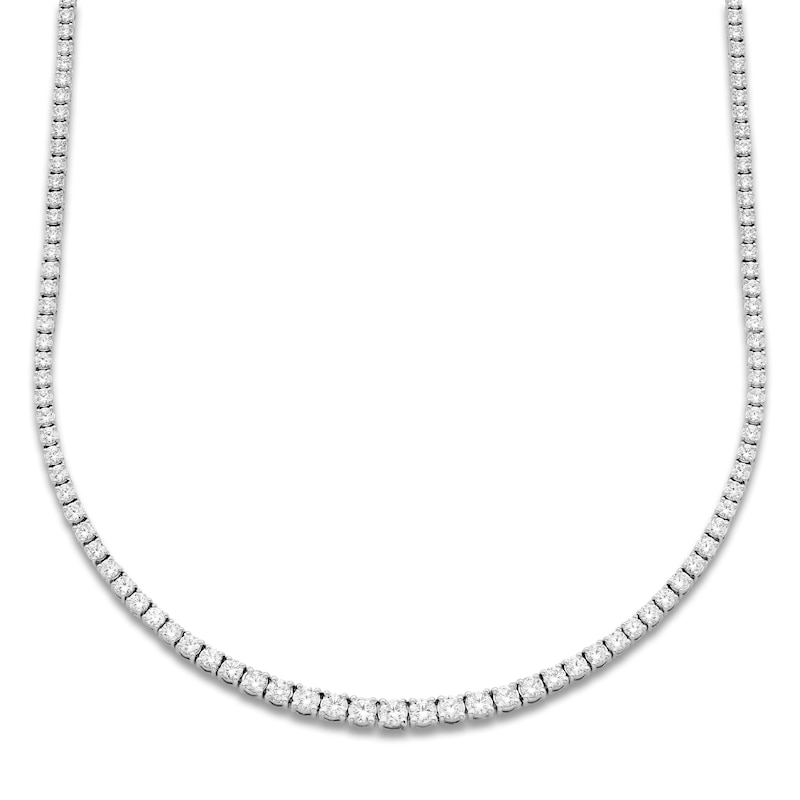 Main Image 1 of Diamond Tennis Necklace 7 ct tw Round 18K White Gold 16"