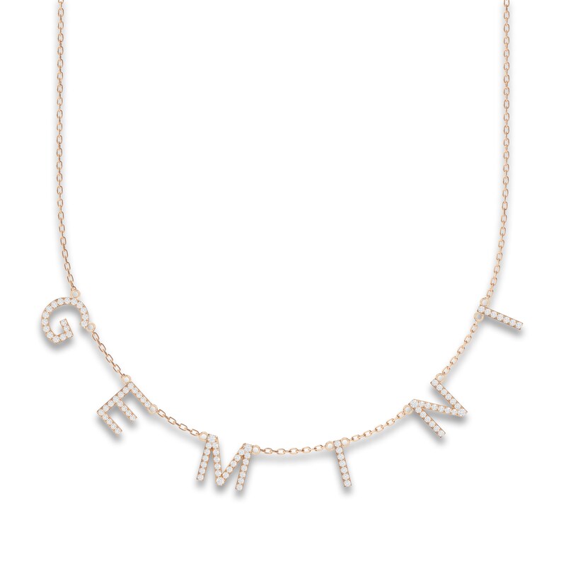 Main Image 1 of Juliette Maison Diamond Station Name Necklace 7/8 ct tw Round 10K Rose Gold