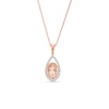 Thumbnail Image 1 of Kallati Oval-Cut Natural Morganite Pendant Necklace 1/6 ct tw Round Diamonds 14K Rose Gold 18"