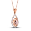 Thumbnail Image 2 of Kallati Oval-Cut Natural Morganite Pendant Necklace 1/6 ct tw Round Diamonds 14K Rose Gold 18"