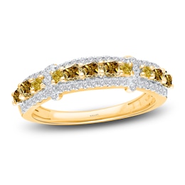 Kallati Natural Yellow Diamond Ring 1 ct tw Round 14K Yellow Gold