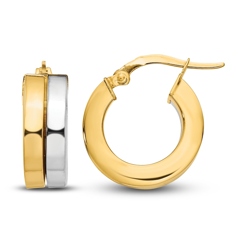 High-Polish Hoop Earrings 14K Two-Tone Gold