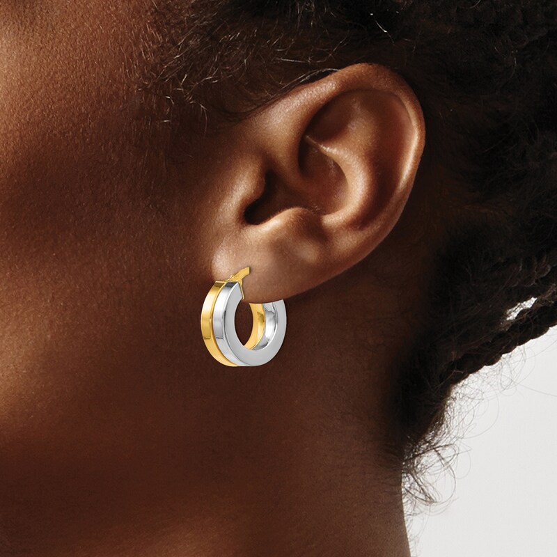 Main Image 3 of High-Polish Hoop Earrings 14K Two-Tone Gold