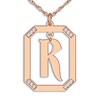 Thumbnail Image 1 of Diamond Initial Pendant Necklace 1/8 ct tw Round Rose Gold-Plated Sterling Silver