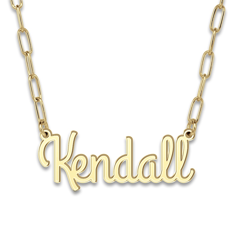 High-Polish Name Link Necklace 14K Yellow Gold 18"
