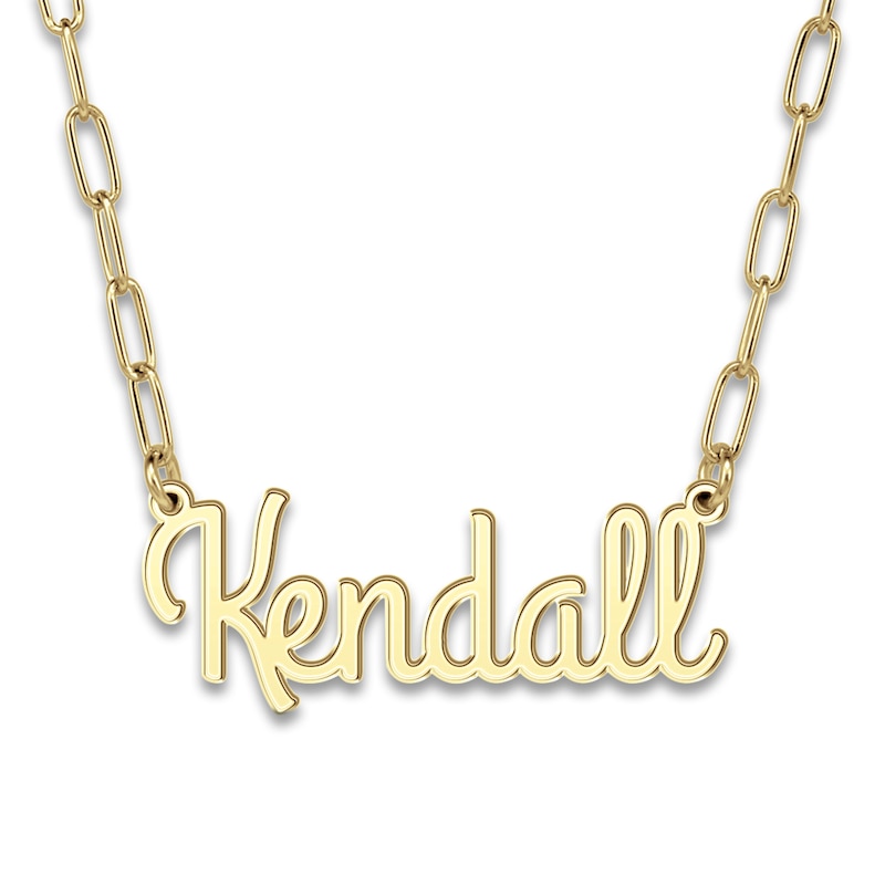Main Image 1 of High-Polish Name Link Necklace 14K Yellow Gold 18"