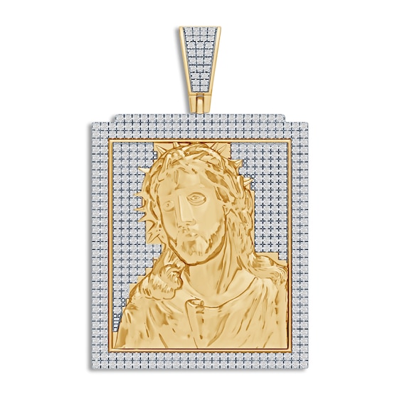 Diamond Jesus Charm 1 ct tw Round 14K Yellow Gold