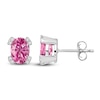 Thumbnail Image 1 of Pink Lab-Created Sapphire Stud Earrings 1/20 ct tw Round 14K White Gold