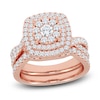 Thumbnail Image 1 of Diamond Double Halo Bridal Set 2 ct tw Round 14K Rose Gold