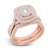 Thumbnail Image 2 of Diamond Double Halo Bridal Set 2 ct tw Round 14K Rose Gold