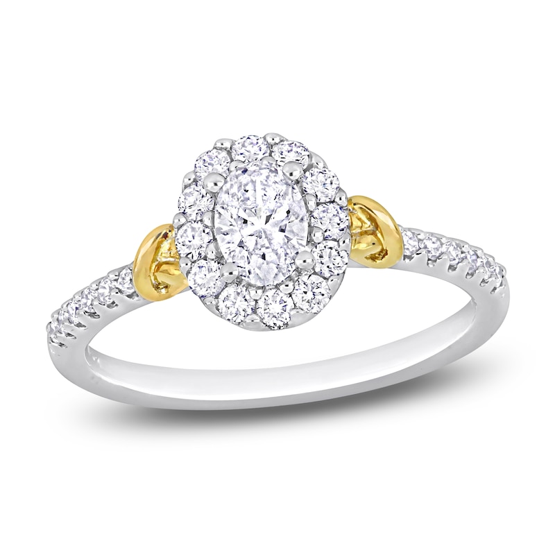 Main Image 1 of Y-Knot Diamond Ring 3/4 ct tw Oval/Round 14K Two-Tone Gold