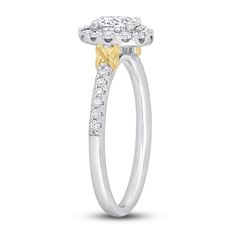 Main Image 2 of Y-Knot Diamond Ring 3/4 ct tw Oval/Round 14K Two-Tone Gold