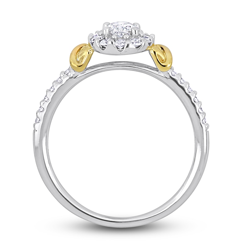 Main Image 3 of Y-Knot Diamond Ring 3/4 ct tw Oval/Round 14K Two-Tone Gold