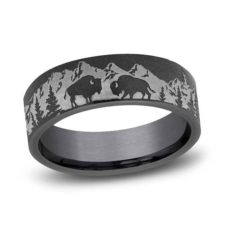 Main Image 1 of Men's Buffalo Wedding Band Dark Tantalum 7.0mm