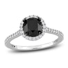 Thumbnail Image 1 of Black & White Diamond Halo Engagement Ring 1-1/4 ct tw Round 14K White Gold