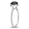 Thumbnail Image 2 of Black & White Diamond Halo Engagement Ring 1-1/4 ct tw Round 14K White Gold