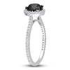 Thumbnail Image 1 of Black & White Diamond Halo Engagement Ring 1-1/4 ct tw Round 14K White Gold