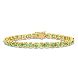 Natural Tsavorite Garnet Tennis Bracelet 14K Yellow Gold 7"