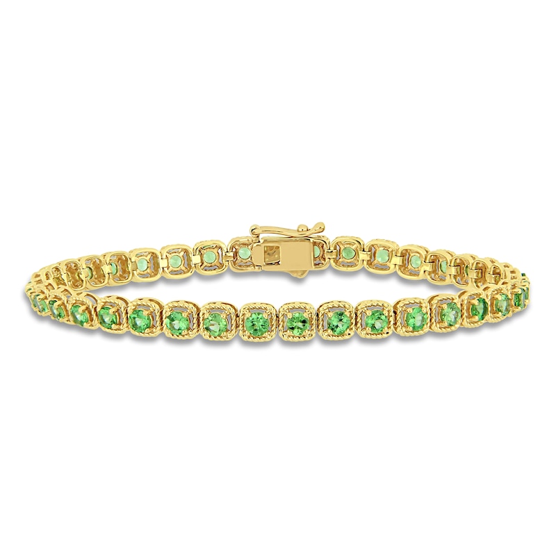 Main Image 1 of Natural Tsavorite Garnet Tennis Bracelet 14K Yellow Gold 7"