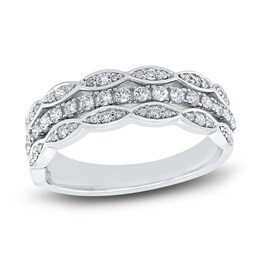 Diamond Multi Row Ring 3/8 ct tw Round 14K White Gold