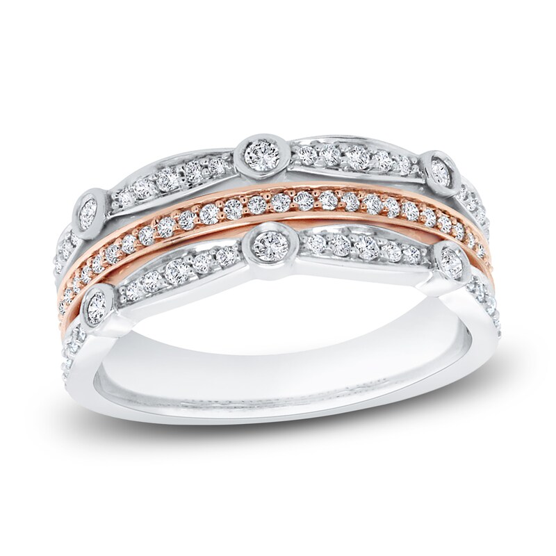 Main Image 1 of Diamond Multi Row Ring 3/8 ct tw Round 14K Two-Tone Gold