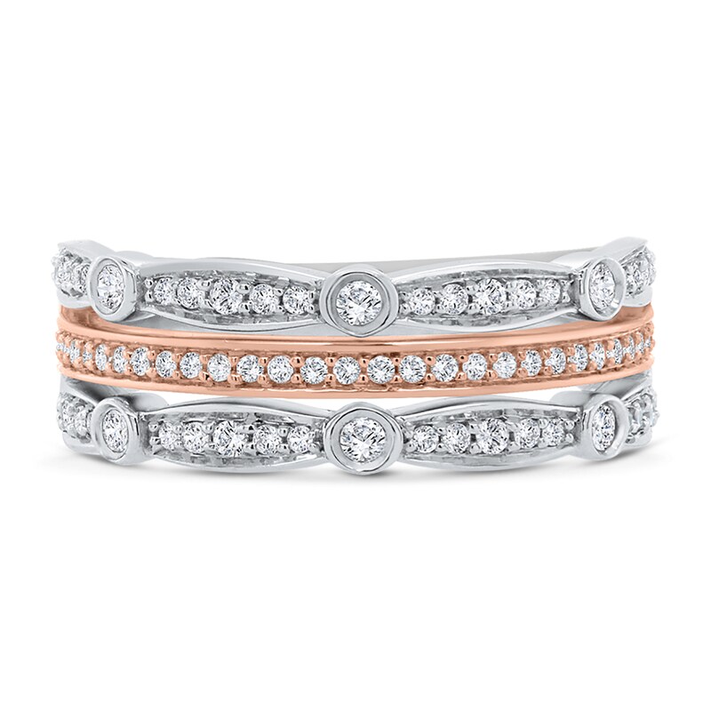 Main Image 3 of Diamond Multi Row Ring 3/8 ct tw Round 14K Two-Tone Gold