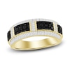 Thumbnail Image 0 of Men's Black & White Diamond Ring 1 ct tw Round/Baguette 10K Yellow Gold