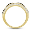 Thumbnail Image 2 of Men's Black & White Diamond Ring 1 ct tw Round/Baguette 10K Yellow Gold