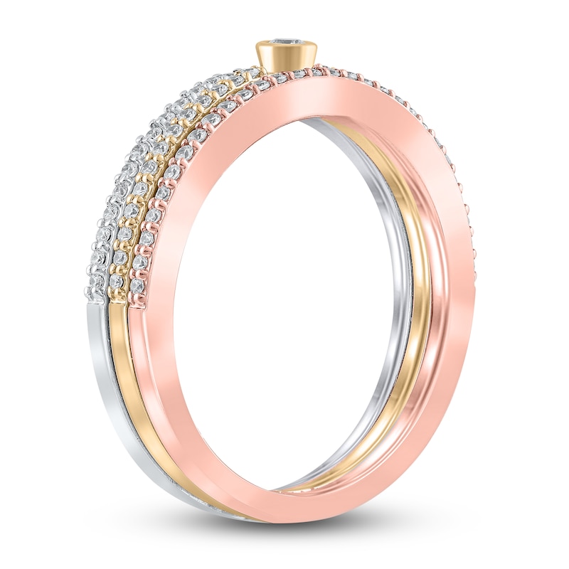 Main Image 2 of Diamond Stackable Ring 1/3 ct tw Round 14K Tri-Tone Gold