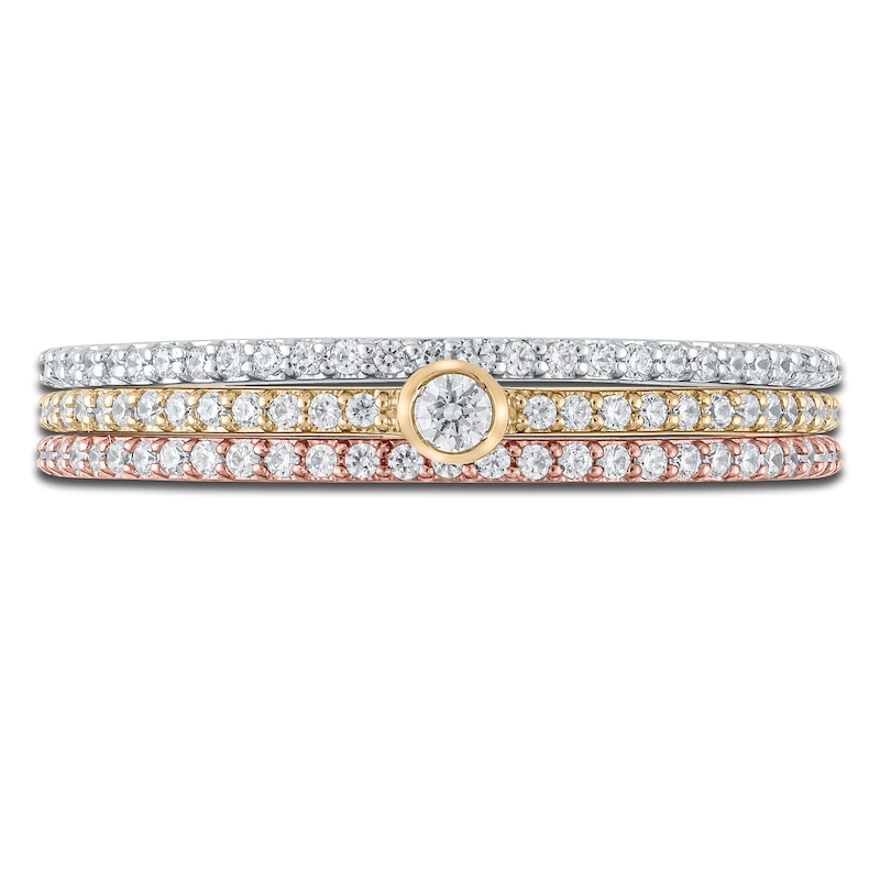 Diamond Stackable Ring 1/3 ct tw Round 14K Tri-Tone Gold