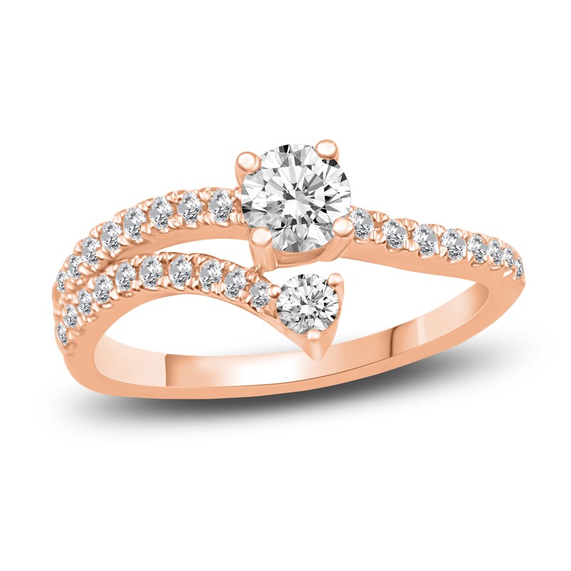 Main Image 1 of Diamond 2-Stone Ring 5/8 ct tw Round 14K Rose Gold