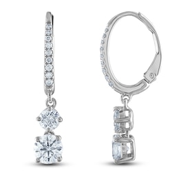 Lab-Grown Diamond 2-Stone Earrings 1-1/2 ct tw Round 14K White Gold