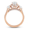 Thumbnail Image 2 of Diamond 3-Stone Engagement Ring 2-1/4 ct tw Oval/Round 14K Rose Gold
