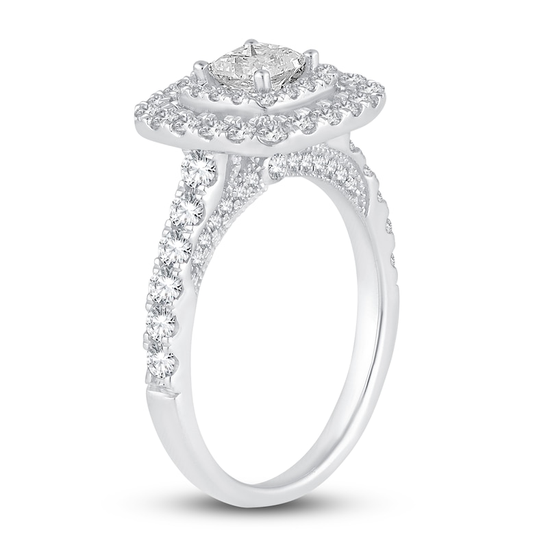 Main Image 2 of Diamond Halo Engagement Ring 1-1/2 ct tw Princess/Round 14K White Gold