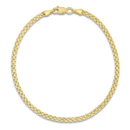 Hollow Bismark Chain Bracelet 14K Yellow Gold 7.25" 2.45mm