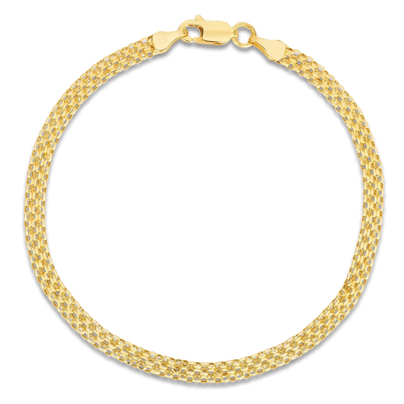 Main Image 1 of Hollow Bismark Chain Bracelet 14K Yellow Gold 7.25" 3.5mm
