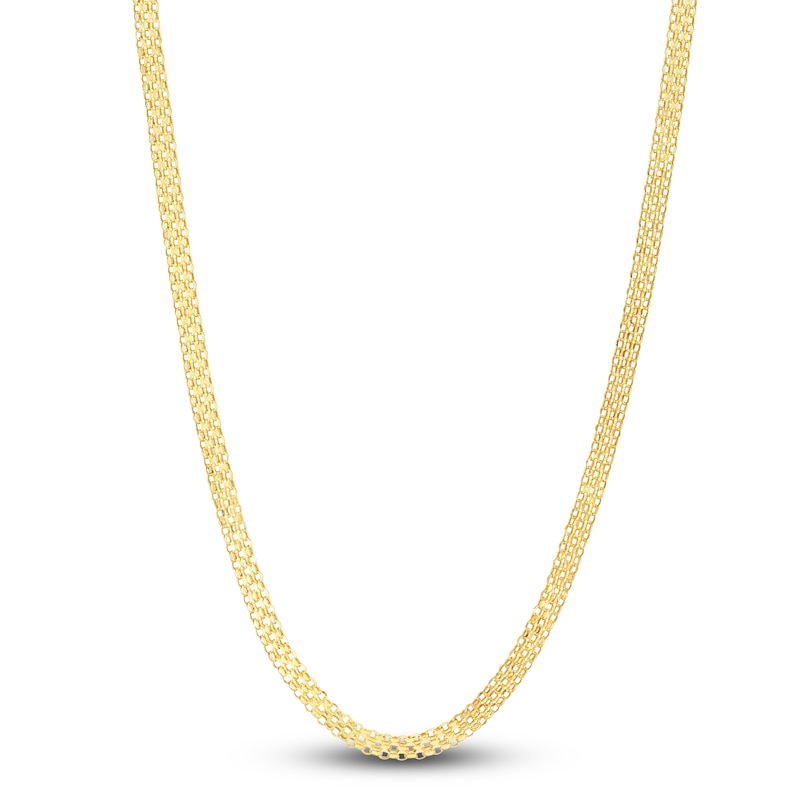 Main Image 1 of Hollow Bismark Chain Necklace 14K Yellow Gold 18" 3.5mm