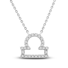 Diamond Libra Necklace 1/10 ct tw Round 14K White Gold 16.75"