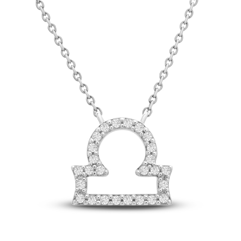 Main Image 1 of Diamond Libra Necklace 1/10 ct tw Round 14K White Gold 16.75"