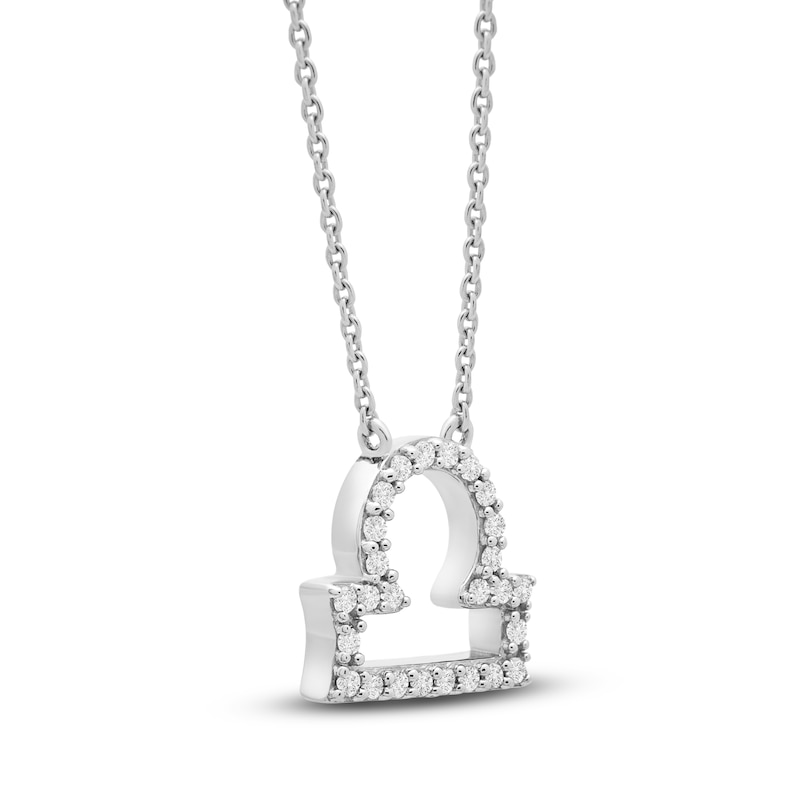 Main Image 2 of Diamond Libra Necklace 1/10 ct tw Round 14K White Gold 16.75"