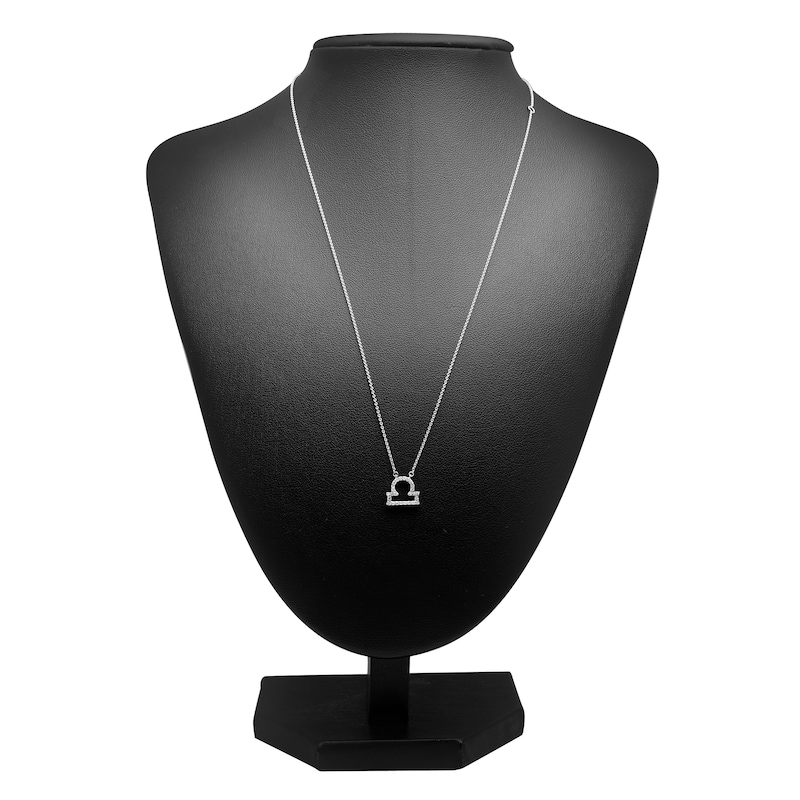 Main Image 4 of Diamond Libra Necklace 1/10 ct tw Round 14K White Gold 16.75"