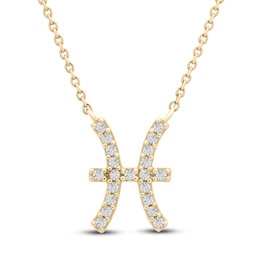 Diamond Pisces Necklace 1/10 ct tw Round 14K Yellow Gold 16.75"