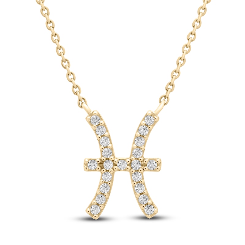 Main Image 1 of Diamond Pisces Necklace 1/10 ct tw Round 14K Yellow Gold 16.75"