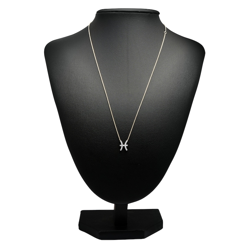 Main Image 3 of Diamond Pisces Necklace 1/10 ct tw Round 14K Yellow Gold 16.75"