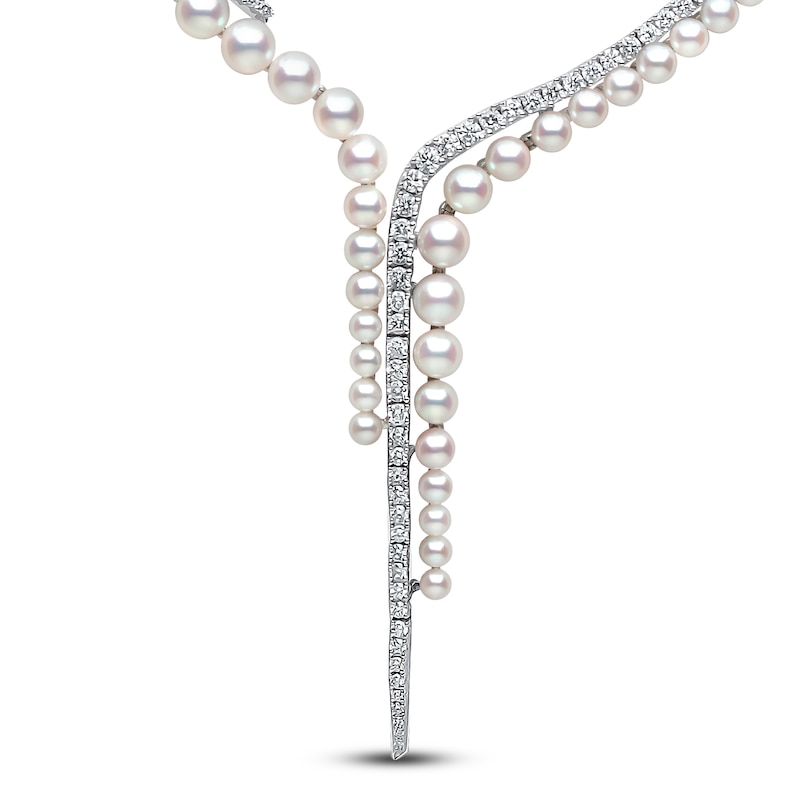 Main Image 2 of Yoko London Akoya Cultured Pearl Y Necklace 4 ct tw Diamonds 18K White Gold 17"