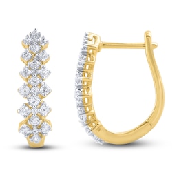 Diamond Hoop Earrings 1/3 ct tw Round 14K Yellow Gold