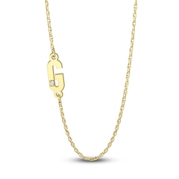 High-Polish Initial Necklace Diamond Accents 14K Yellow Gold 18"