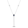 Thumbnail Image 1 of Natural Blue Sapphire & Diamond Y Necklace 1/8 ct tw 14K White Gold