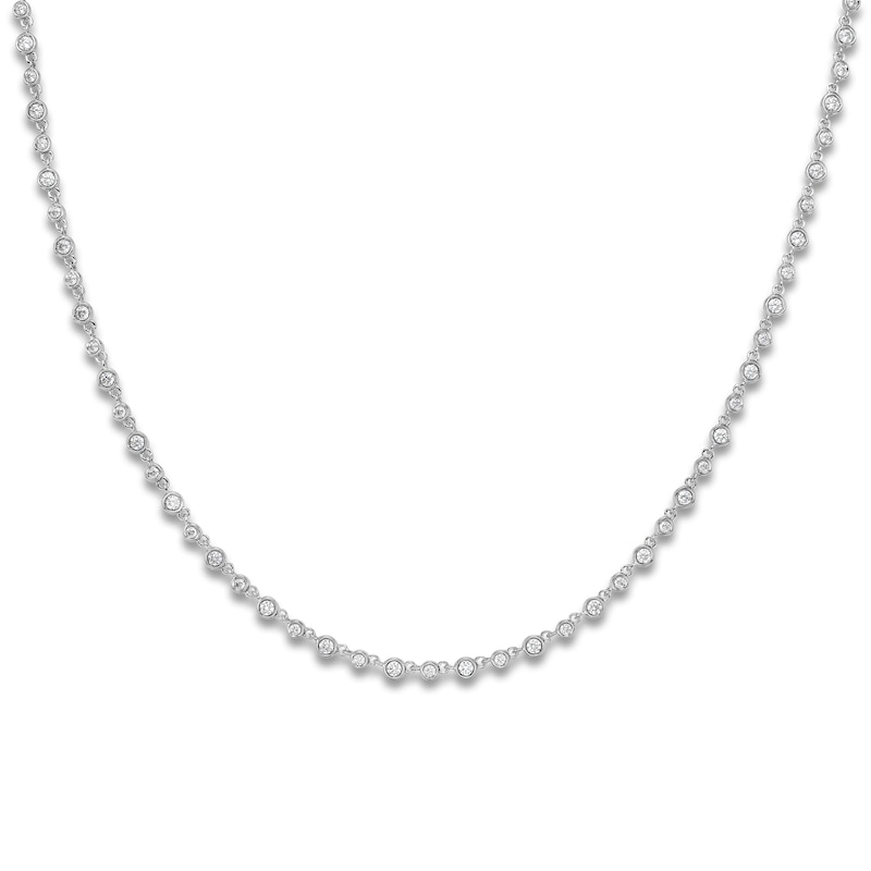 Main Image 1 of Diamond Bezel Tennis Necklace 3 ct tw 14K White Gold