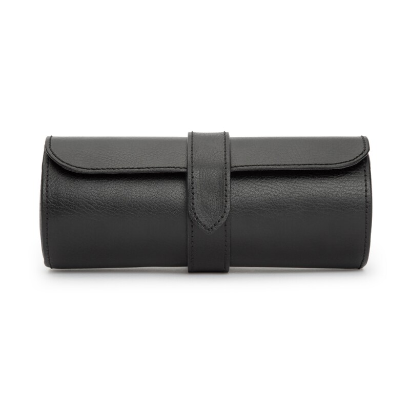 WOLF Blake Triple Watch Roll Black Vegan Leather